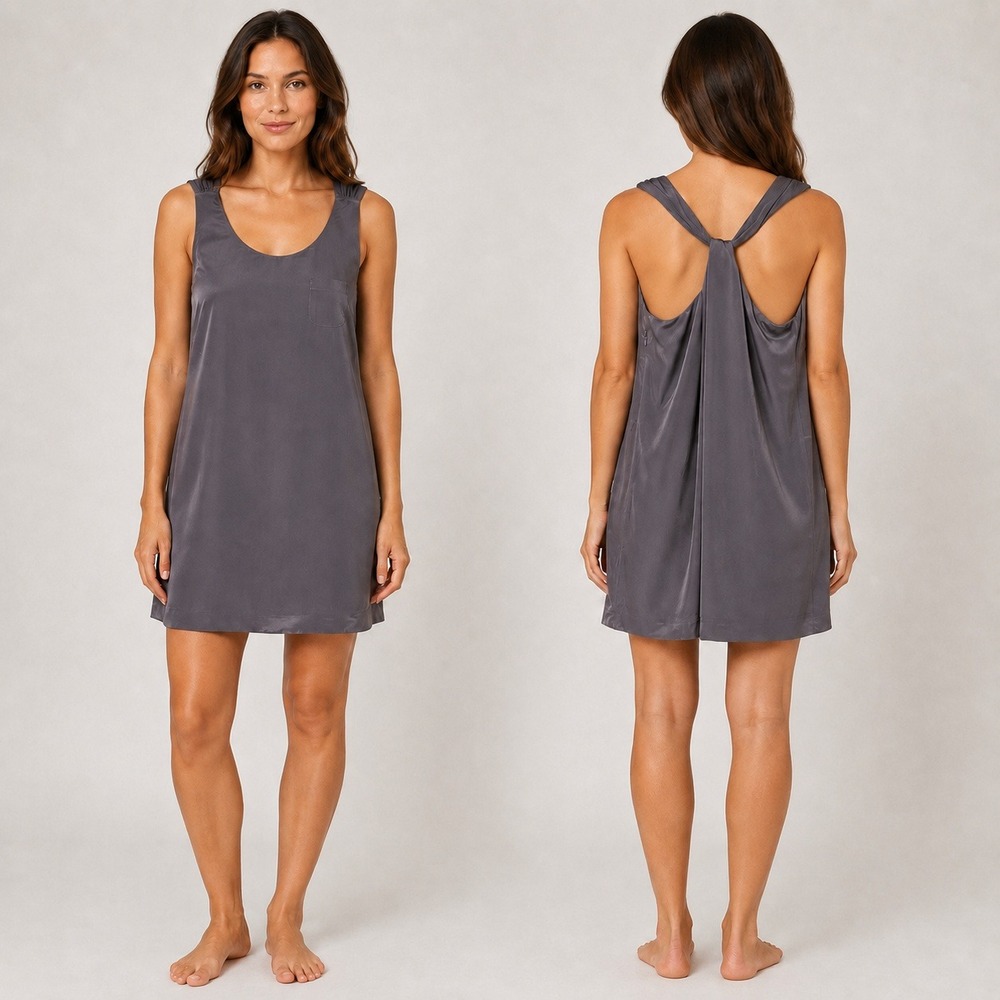 J.Crew Women's 2 Gray Silk Shift Dress Tie‎ Back Lined